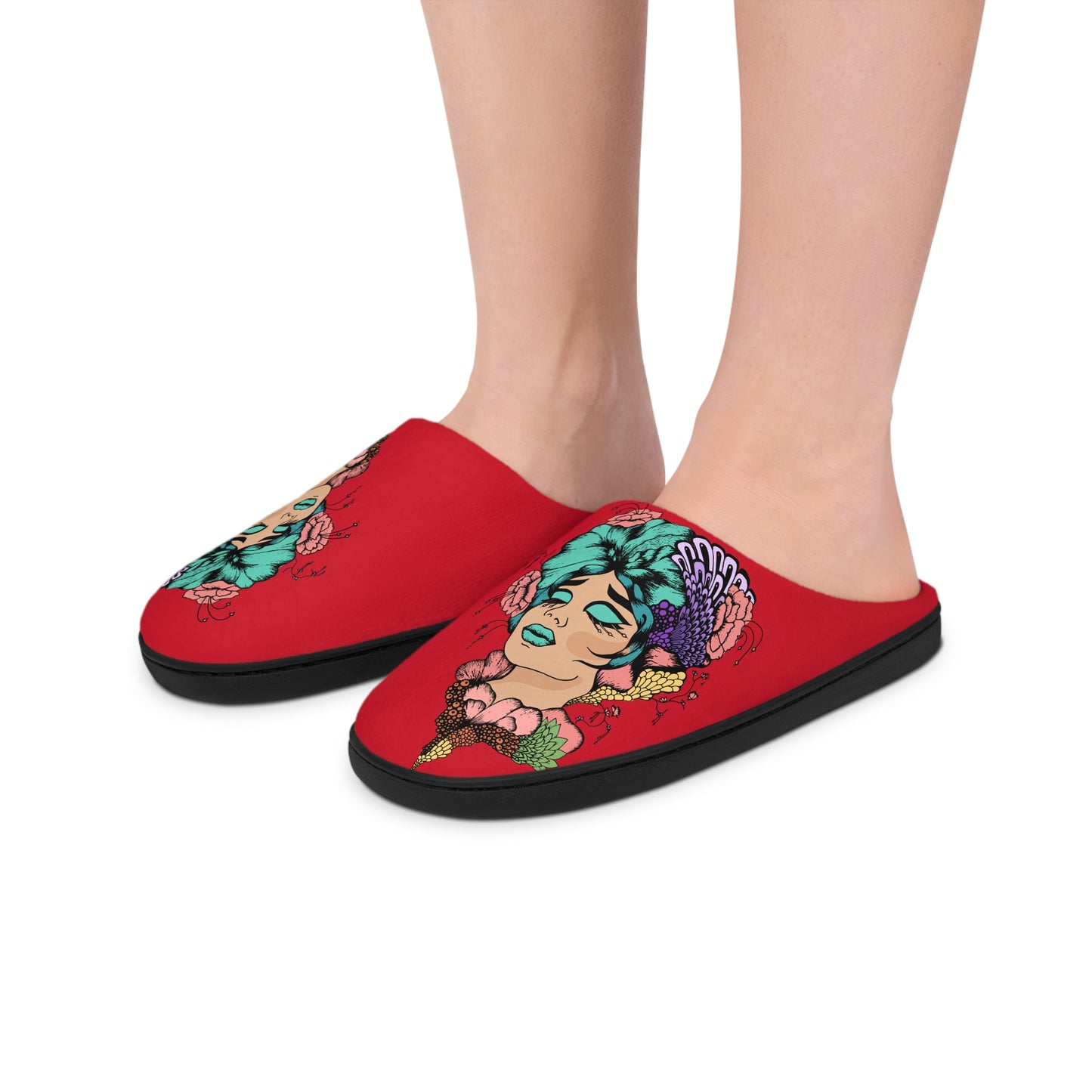 Artistic Women's Indoor Slippers with Floral Design