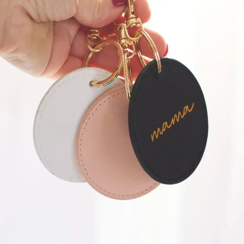 Custom Logo Round Leather Keychain