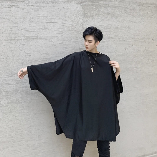 Spring and Autumn wear men's T-shirts Loose-fitting bat-sleeve T-shirts Teen hip hop long sleeve T-shirts trendy