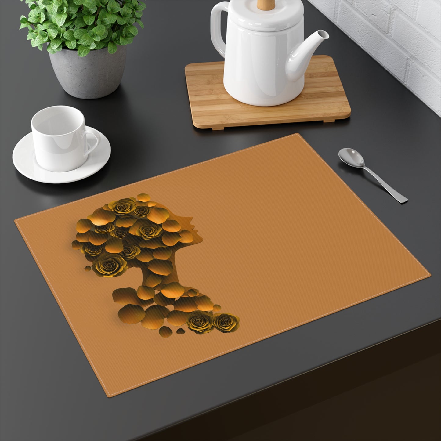 Custom Elegant Rose Silhouette Placemat - Decorative Table Accessory for Dining, Home Décor, Kitchen Table, Gifts, Entertaining