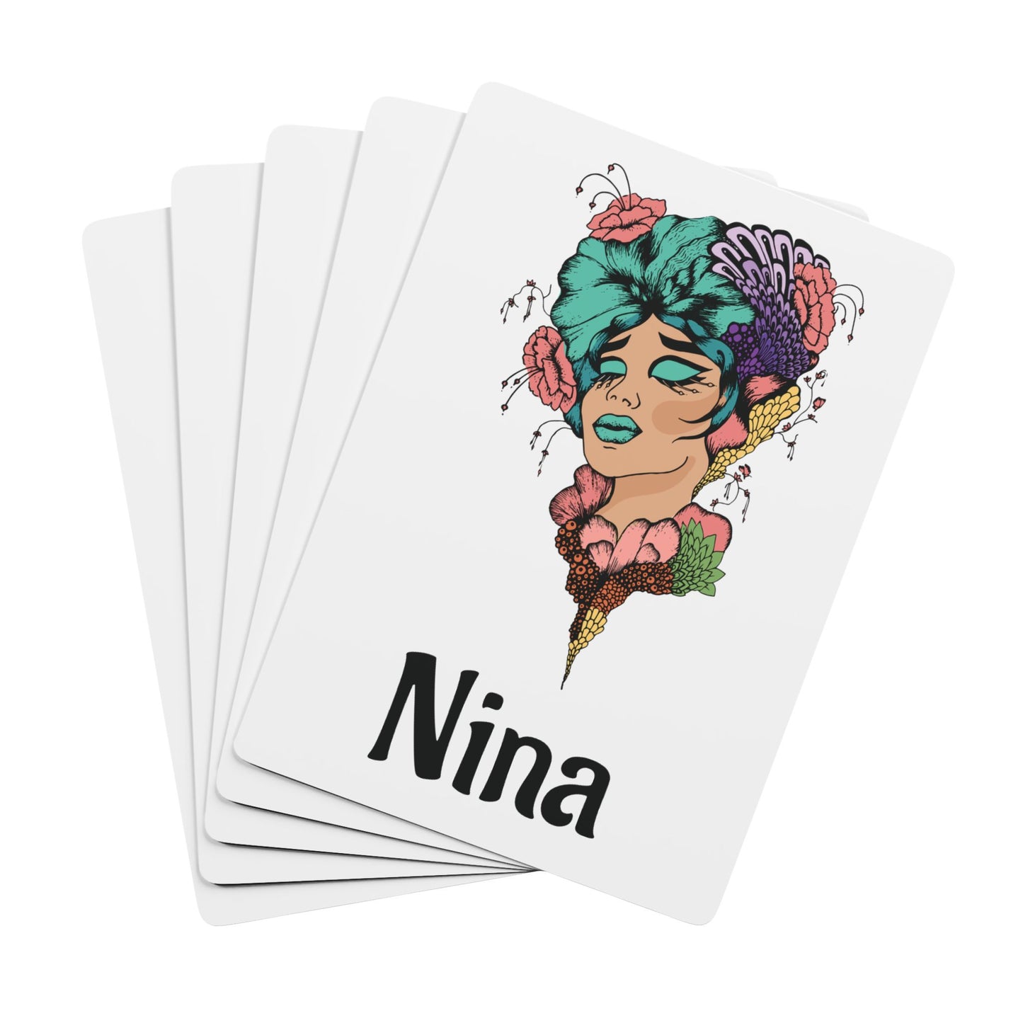 Custom Artistic Poker Playing Cards - Floral & Ace Designs for Game Nights