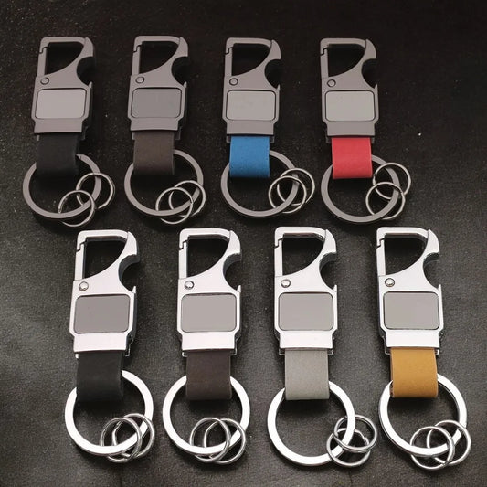 1PC Custom Logo Name Leather Metal Fashion Keyring Spot Keychain Hardware Accessorie Buckle for Car Moto Key Ring Pendant Gift