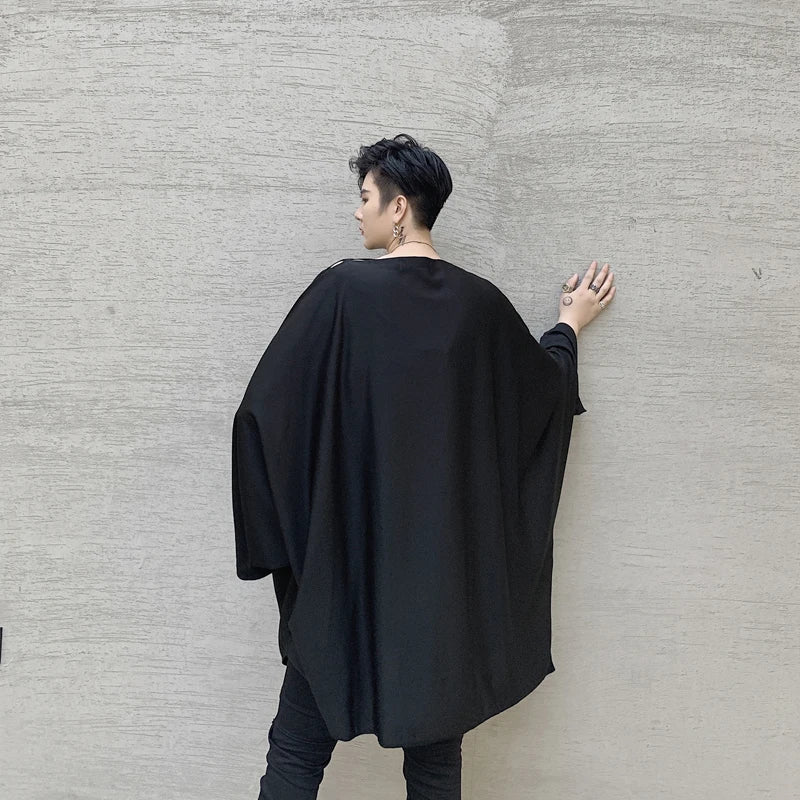 Spring and Autumn wear men's T-shirts Loose-fitting bat-sleeve T-shirts Teen hip hop long sleeve T-shirts trendy