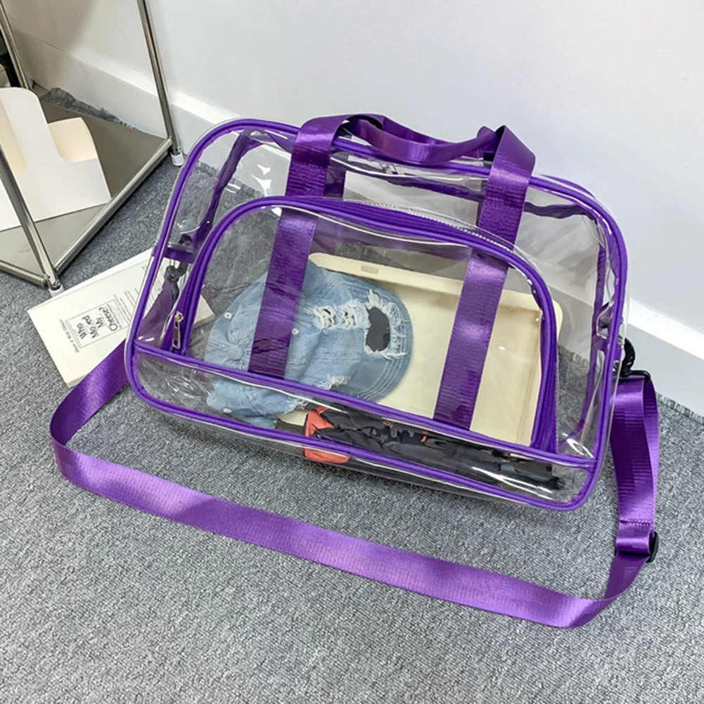 Clear Tote Bag Men's Women Transparent Shoulder Bags Stadium Approved Travel PVC Cosmetic Bags Handbag Large Gym Sports Bags New