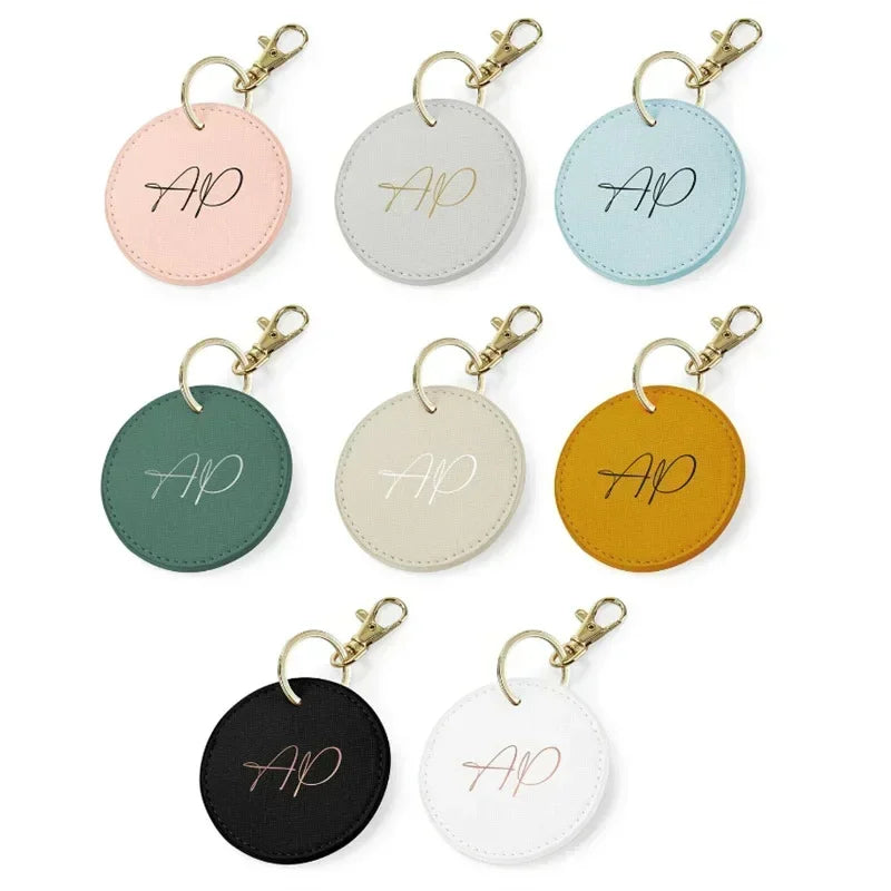 Custom Logo Round Leather Keychain