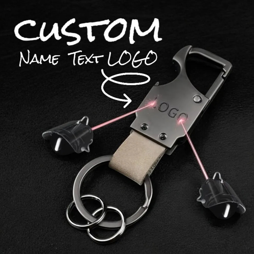 1PC Custom Logo Name Leather Metal Fashion Keyring Spot Keychain Hardware Accessorie Buckle for Car Moto Key Ring Pendant Gift