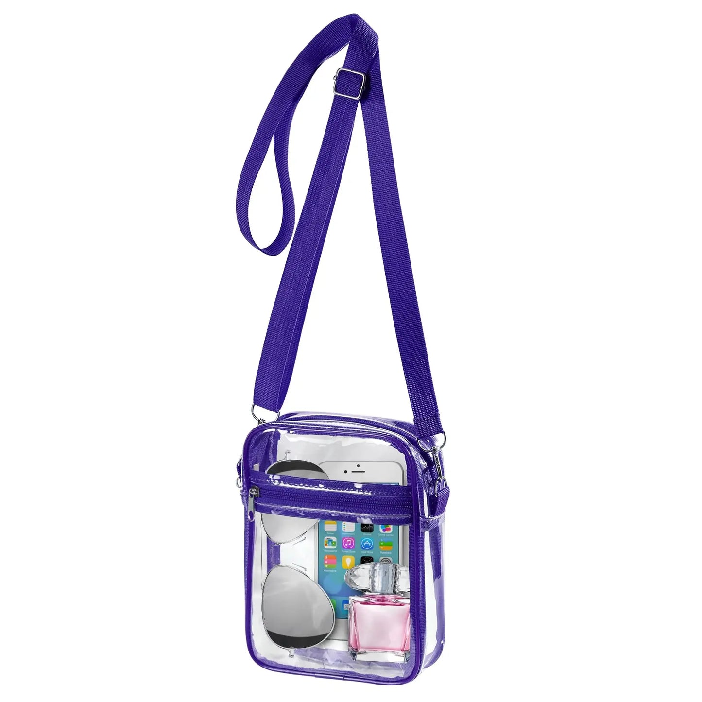 Women Clear Shoulder Bag PVC Concert Transparent Purse Simple Crossbody Bag With Front Pocket Stadium Approved Casual Handbag