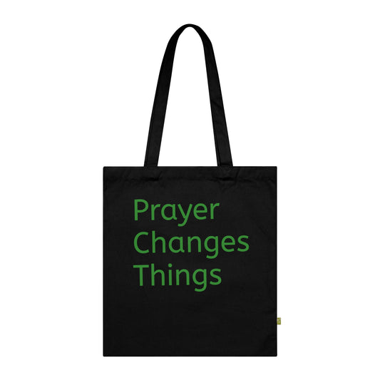 Empowering Organic Cotton Tote Bag - "Prayer Changes Things" & Vibrant Artwork