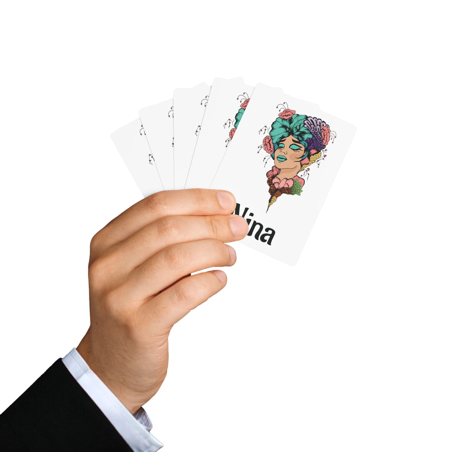 Custom Artistic Poker Playing Cards - Floral & Ace Designs for Game Nights