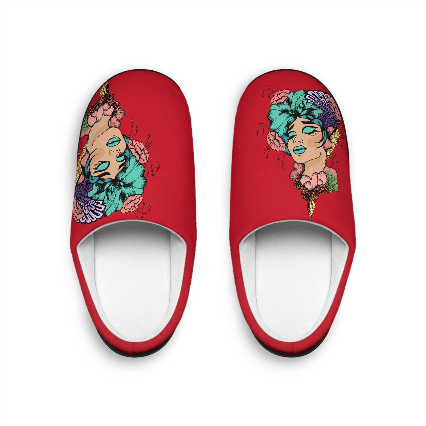 Artistic Women's Indoor Slippers with Floral Design