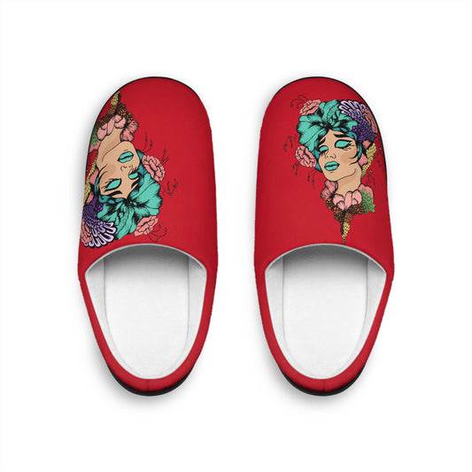 Artistic Women's Indoor Slippers with Floral Design