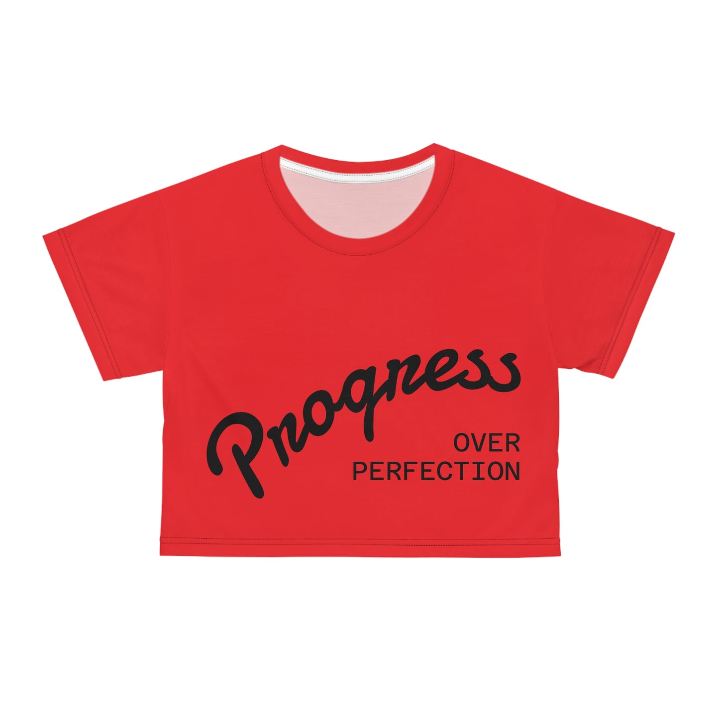 Motivational Crop Tee - "Progress Over Perfection"