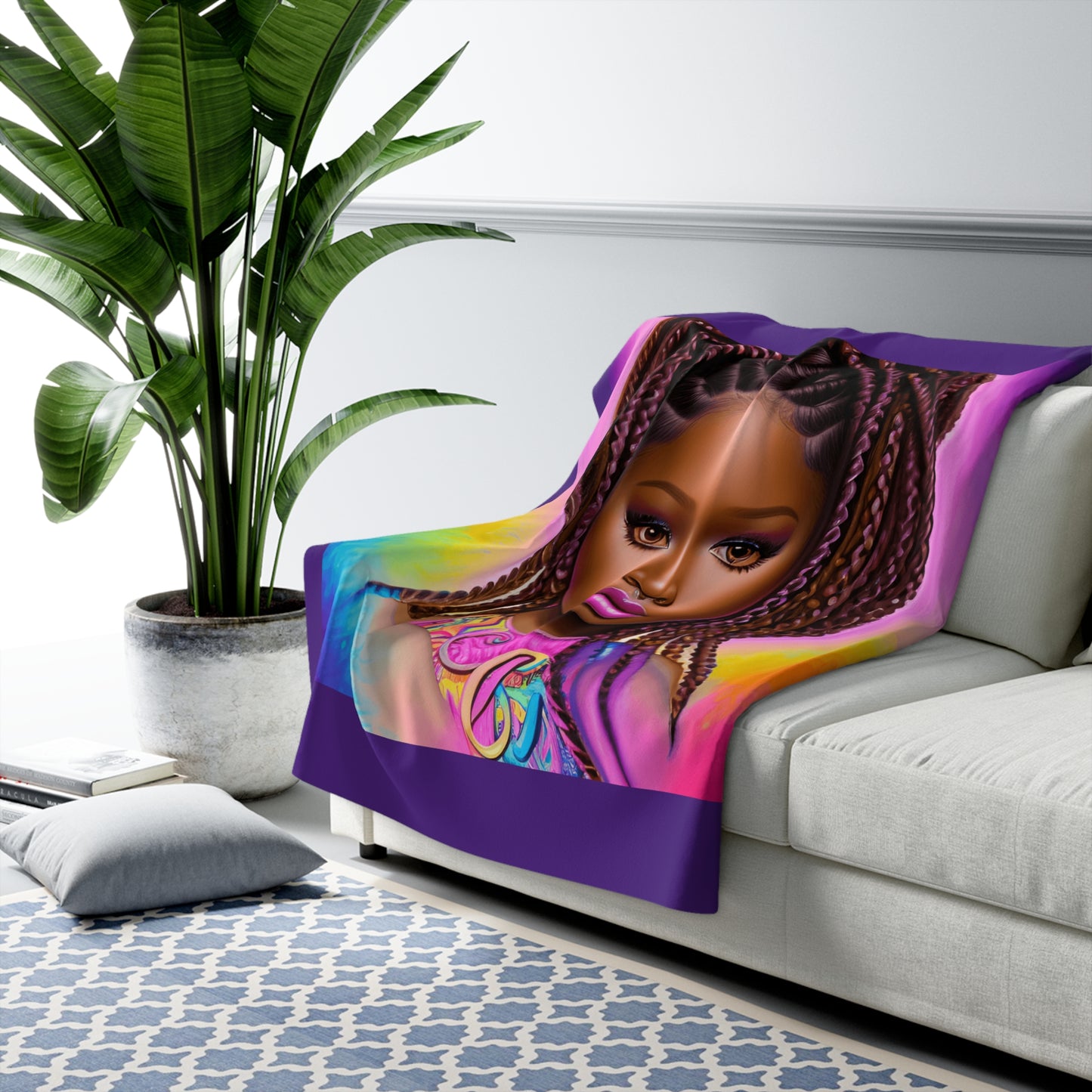 Vibrant Sherpa Fleece Blanket - Cozy Art Throw for Comfort and Style