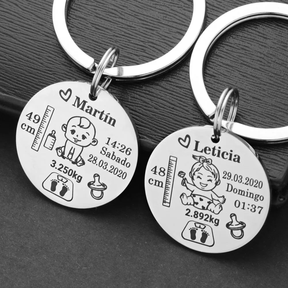Personalized Baby Keychain Boys Girls Name Birth Weight Newborn Commemorate for New Mom Dad Gift Keyring P026_C