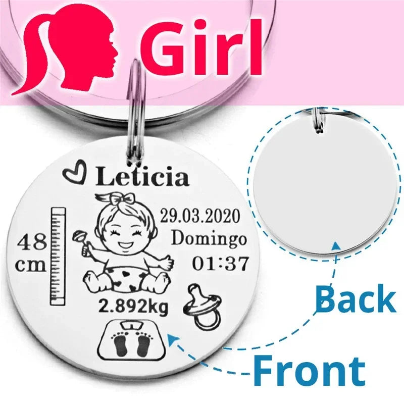 Personalized Baby Keychain Boys Girls Name Birth Weight Newborn Commemorate for New Mom Dad Gift Keyring P026_C
