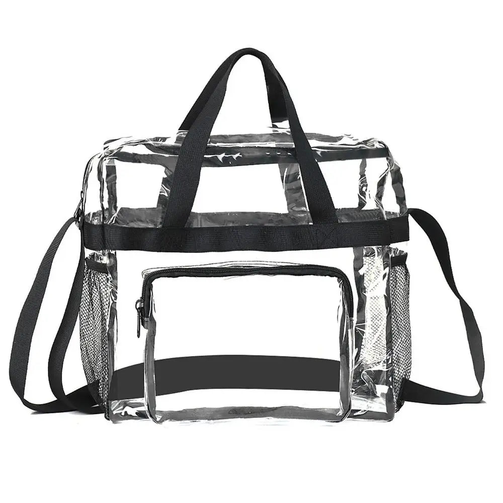 Transparent Shopping Bag Stadium Approved Clear PVC Tote Bags With Handles See Through Clear Handbag Purse Bag For Work Beach
