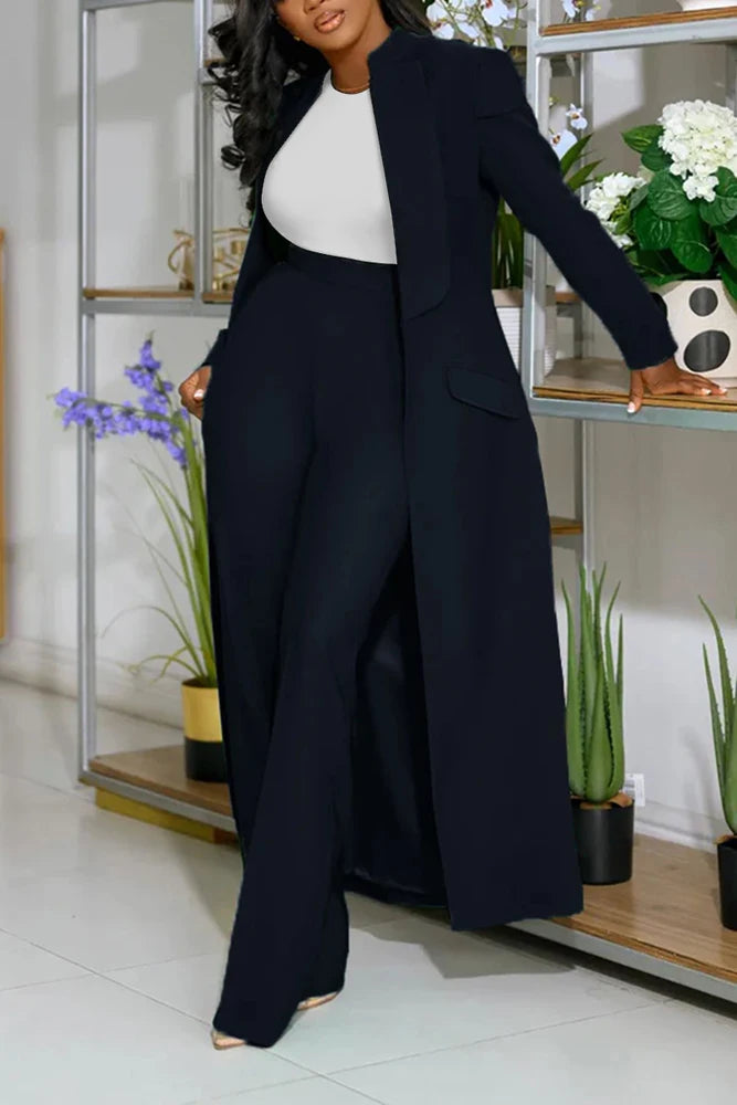 Streetwear Fashion X-Long Blazer Coat and Long Pants Suit 2 Two Piece Set for Women 2025 Spring African Work Business Outfits