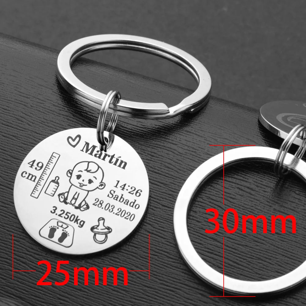 Personalized Baby Keychain Boys Girls Name Birth Weight Newborn Commemorate for New Mom Dad Gift Keyring P026_C