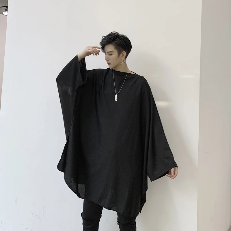 Spring and Autumn wear men's T-shirts Loose-fitting bat-sleeve T-shirts Teen hip hop long sleeve T-shirts trendy