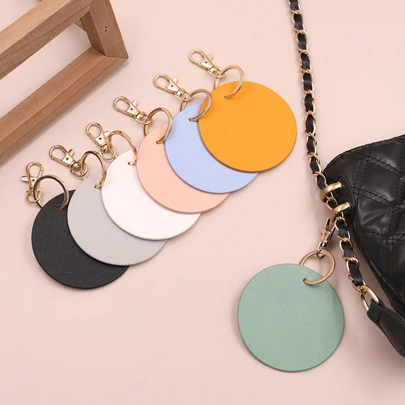 Custom Logo Round Leather Keychain