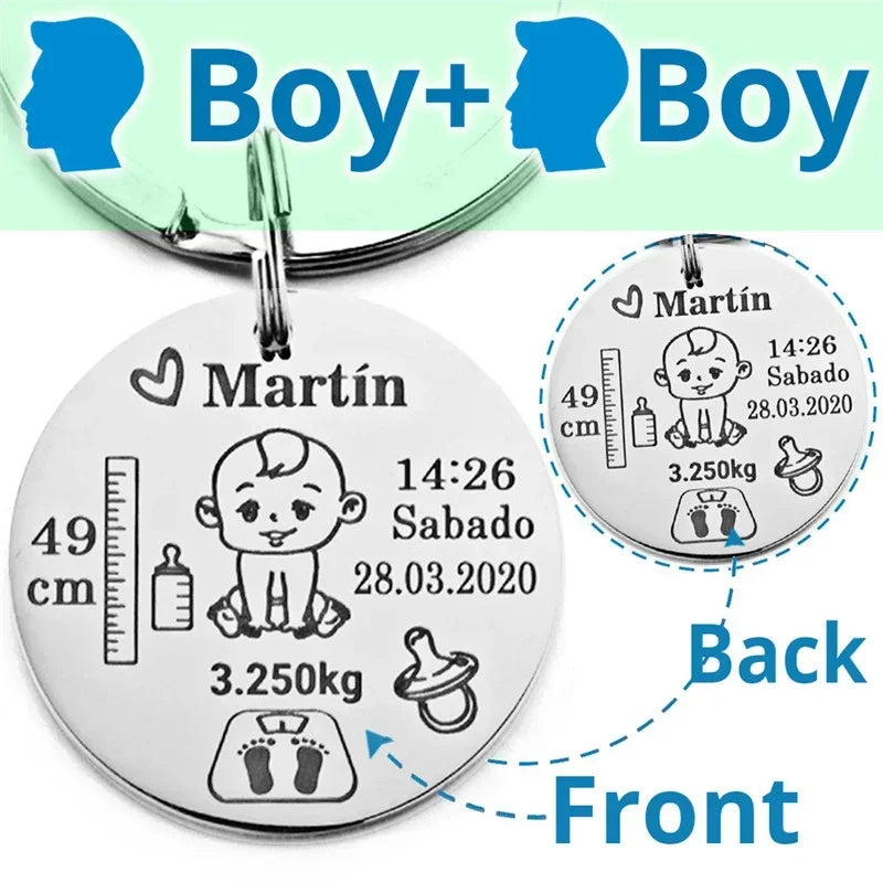 Personalized Baby Keychain Boys Girls Name Birth Weight Newborn Commemorate for New Mom Dad Gift Keyring P026_C