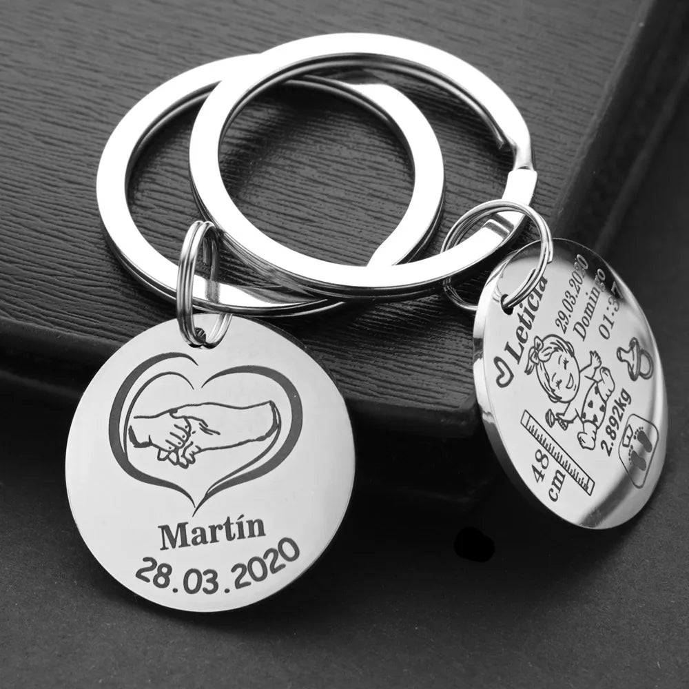 Personalized Baby Keychain Boys Girls Name Birth Weight Newborn Commemorate for New Mom Dad Gift Keyring P026_C