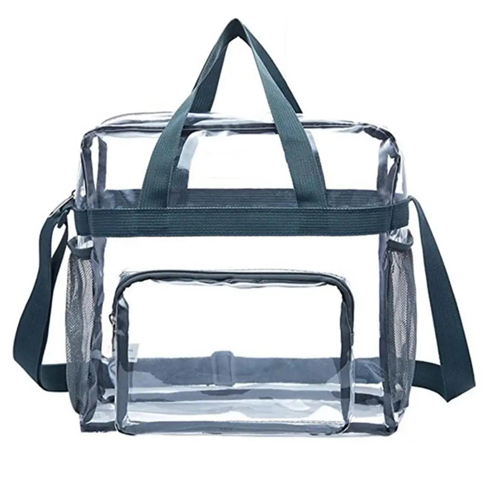Transparent Shopping Bag Stadium Approved Clear PVC Tote Bags With Handles See Through Clear Handbag Purse Bag For Work Beach