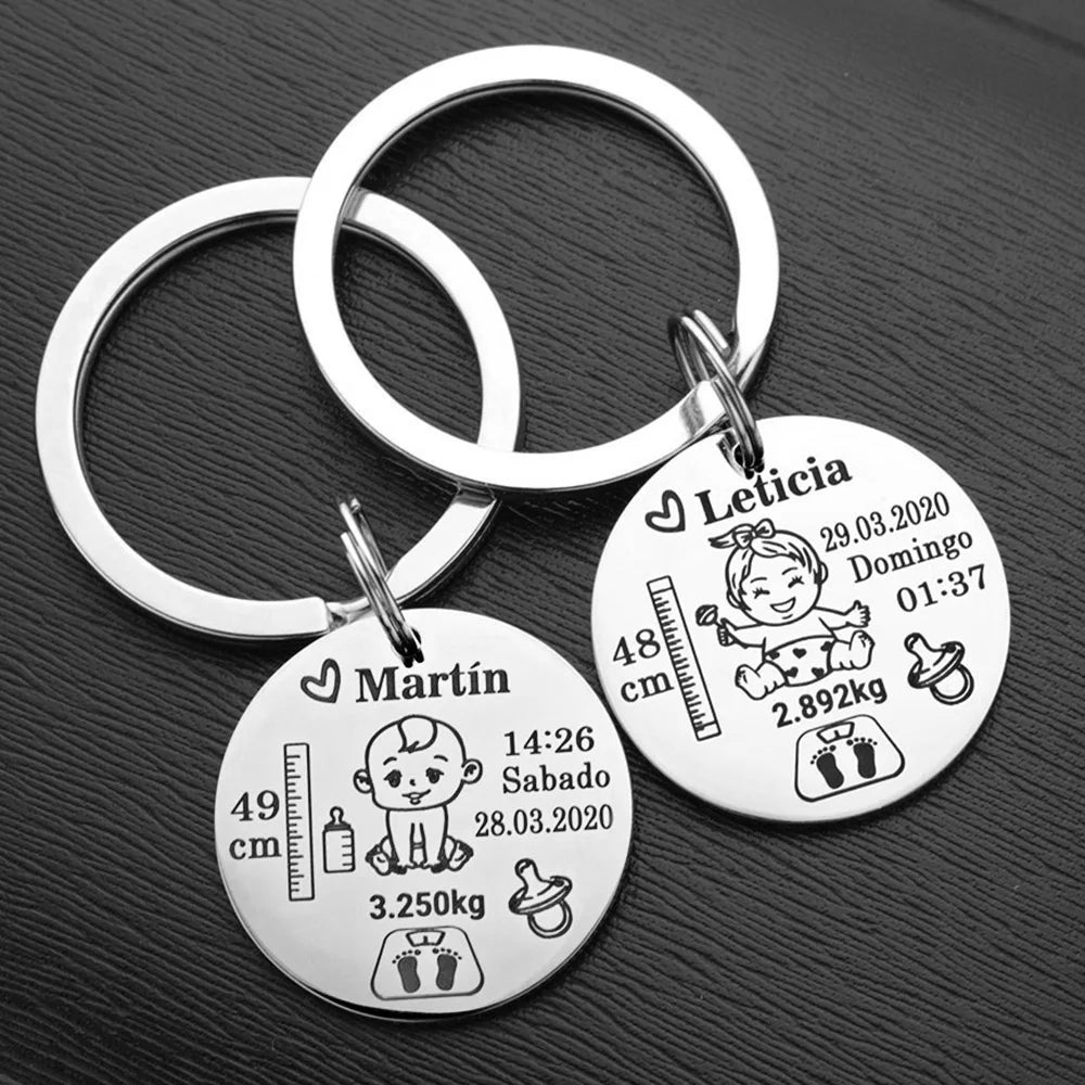 Personalized Baby Keychain Boys Girls Name Birth Weight Newborn Commemorate for New Mom Dad Gift Keyring P026_C